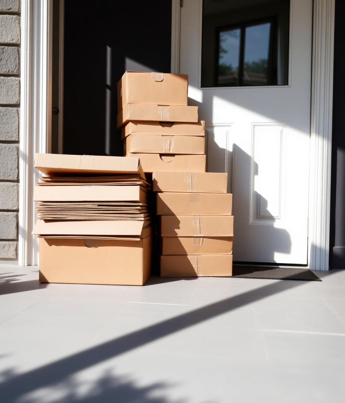 Neatly stacked cardboard, cleared away